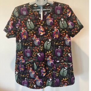 Disney Tim Burton Nightmare Before Christmas Scrub Top Women's M Halloween Medic